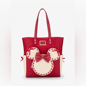 NWT Loungefly Disney Minnie Mouse Red Lace Polka Dot Tote Bag